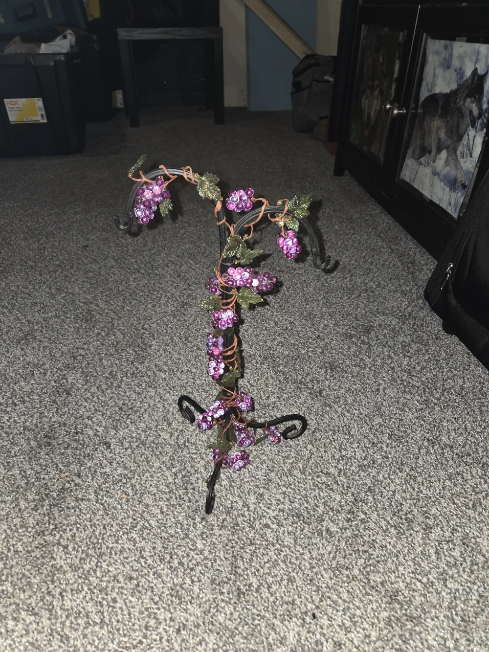 Decorative Purple Floral Metal Stand